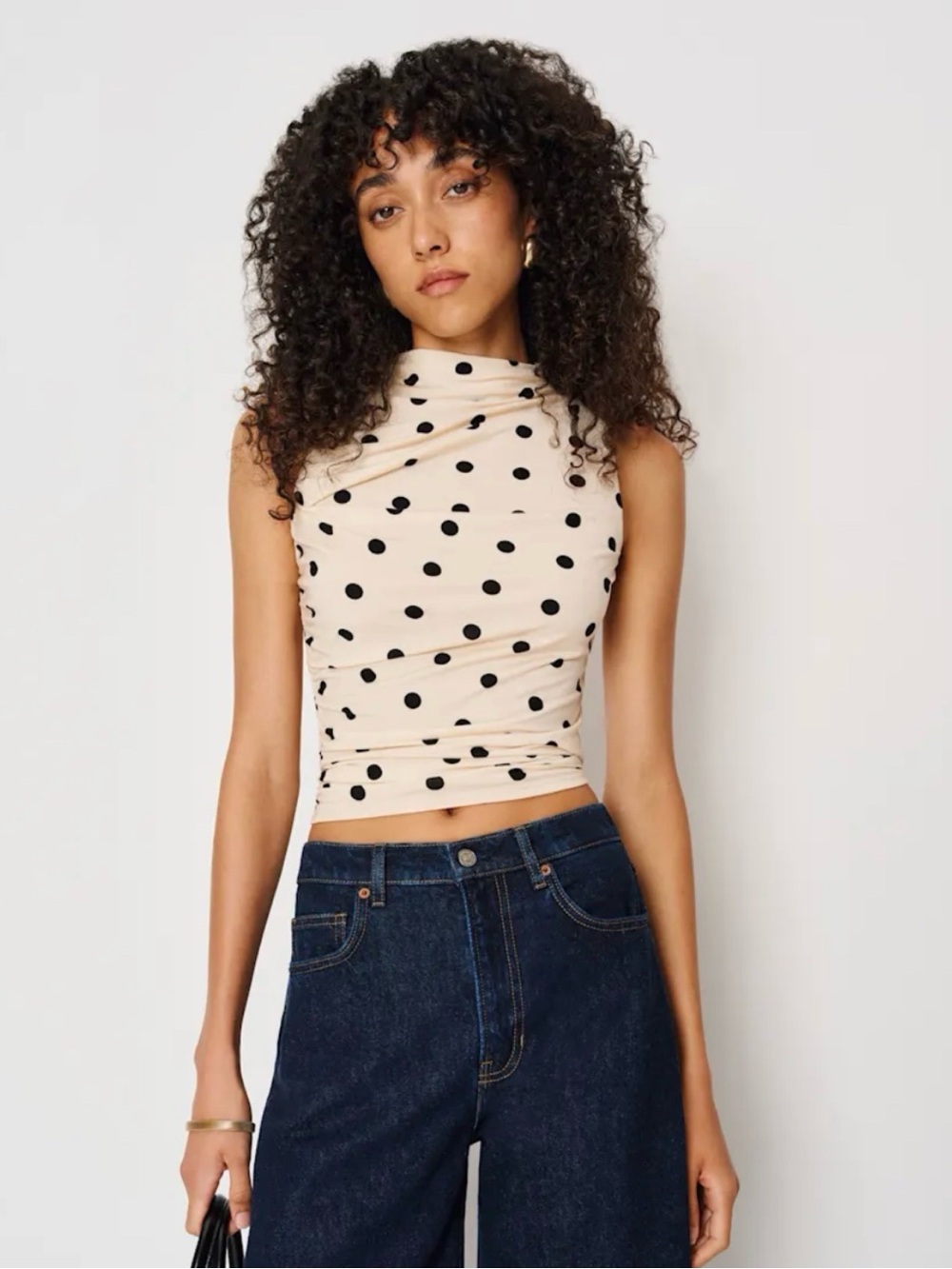 Reformation Marlo Knit Polka Dot Top Size S